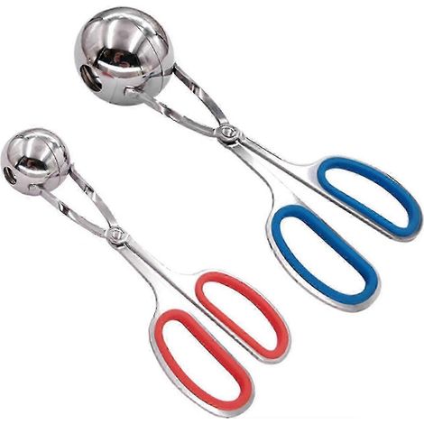 Lot de 2 pinces à boulettes de viande et cuillères à glace à poignée antidérapante, ustensiles de cuisine en acier inoxydable (1/5)