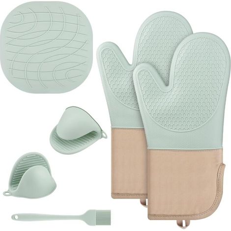 Gants de cuisine en silicone alimentaire, résistants à la chaleur, indispensables en cuisine et faciles à suspendre. (1/5)
