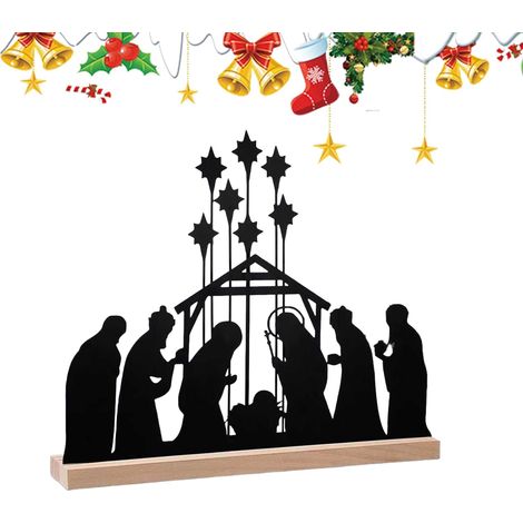 Centres De Table Pour Noël Ornement De Bureau En Métal Crèche De Noël Décor Noël Pour décoration saisonnière des fêtes maison comptoir étagère église fête (1/5)
