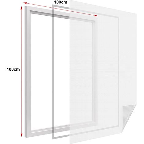 Zanzariera finestra adesiva bianca 100x100 cm con nastro in velcro (1/3)