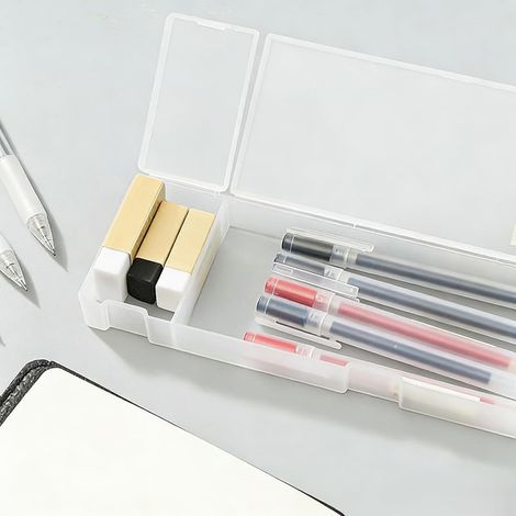 Porte-stylos en plastique, boîtes à crayons à capacité transparente pour organisateur de bureau, accessoires de bureau (1/4)
