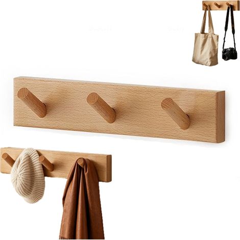 Wandgarderobe aus Holz – Wandgarderobe – Garderobenständer mit Haken – Kleiderhaken – Wandgarderobe aus Holz – Garderobe – Garderobenhaken – Kleiderhaken – Holz (1/5)
