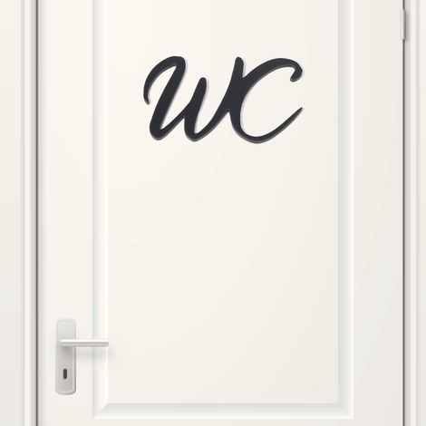 Plaque de Porte Maison, Toilettes, Noir, Acrylique, Rectangulaire, WC, Toilette, Mur, Autocollant 3D (1/5)