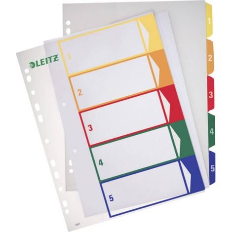 Leitz 12910000 Répertoire DIN A4, extra-large 1-5 polypropylène multicolore 5 onglets imprimable 12910000 (1/4)