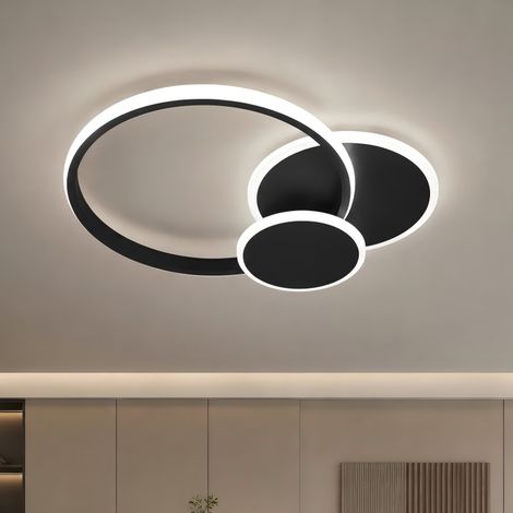Plafoniera LED moderna 32 W 3840 lm, 40×31 cm, 3 temperature colore, funzione memoria, in metallo, nera, per soggiorno, camera e cucina (1/5)