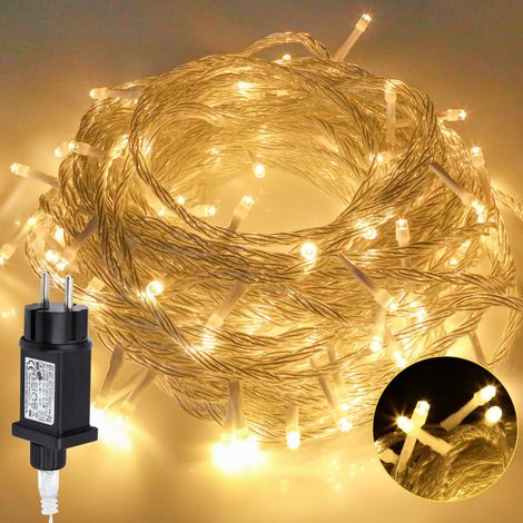 SWANEW Catena luminosa LED 100m 400 LED Decorazione Natalizia – 8 Modalità di Illuminazione per Decorazione Giardino Bianco Caldo (1/5)