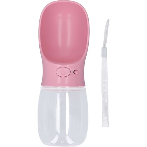 Bouteille d'eau portable 350ml en plastique pour animaux, distributeur d'eau pour chiens et chats, couleur rose, utilisation extérieure et voyage (1/5)