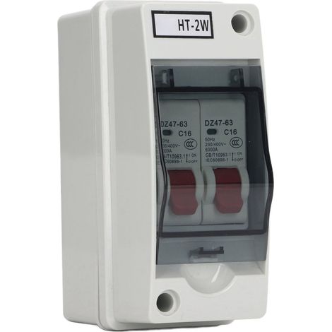 Disjoncteur modulaire DZ47-63 16A 230V/400V 2P étanche, protection de circuit domestique, adapté aux systèmes DC extérieurs (1/5)