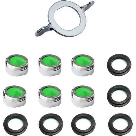 Set di 6 aeratori per rubinetto M24, aeratore per rubinetto in acciaio inossidabile con filtro ABS + 8 guarnizioni e 1 chiave, ugello per aeratore per rubinetto per cucina e bagno - Argento