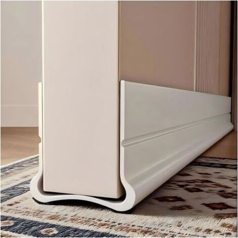 Lntyq 93cm Blanc Calfeutrer Bas de Porte, Silicone Bande D'étanchéité Pas Besoin de Coller, Isolation Phonique Porte, Boudin de Porte Anti Courant d'air Calfeutrer Seuil Porte, (White) (1/5)