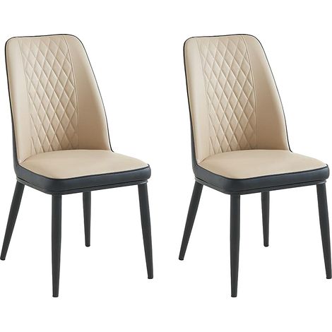 Sedia in Similpelle e Metallo Beige e Antracite - Lotto di 2 - MILDURA (1/4)