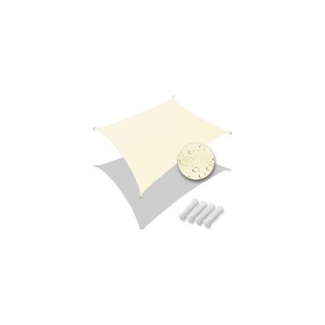 Voile d'ombrage Rectangulaire Imperméable Protection UV 95% en Polyester Résistant et Respirant pour Jardin Terrasse avec Corde 3x2m Beige (1/5)