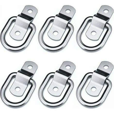 Set of 6 Heavy Duty Tie Down Rings for Mounting, Fastening, Strap, Cleat, Hook, Hitch, Trailer Anchor (1/5)