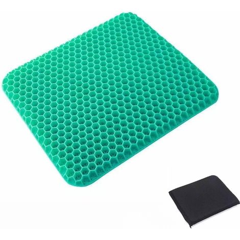 Cojín de gel transpirable para asiento, con funda antideslizante para coche, oficina o silla de ruedas - Verde