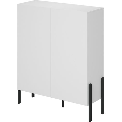 Armadio SALMA 2 porte Push-to-Open – Bianco super opaco & nero opaco.