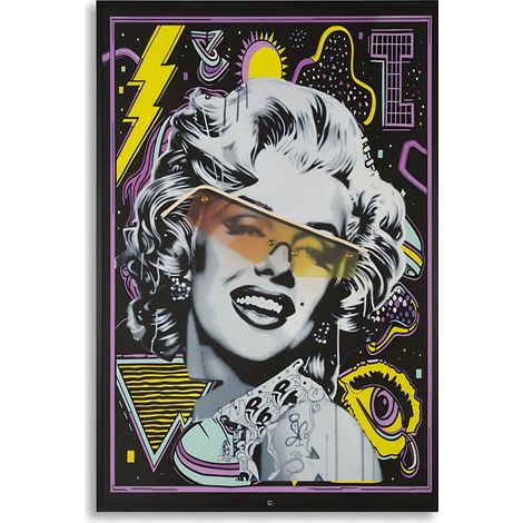 Stampa Artistica con LED e applicazione 3D su Tela Moden Marilyn - Quadro Icona Pop 60x90 cm