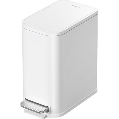 Petite poubelle de salle de bain avec couvercle à fermeture douce et pédale, 4 l, blanc (1/5)