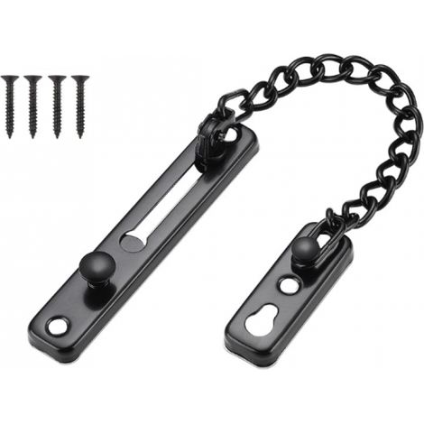 Chaîne de Porte de Sécurité Limiteur de Porte Étroit Verrou de Porte Anti-Vol à Ressort avec Vis pour Porte Interne à Domicile, Finition Noire Matte en Acier Inoxydable