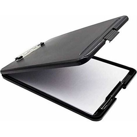 Porte-Bloc-Notes A4 - Clip Métallique Robuste - Rangement Pliable pour Documents - Support Écriture avec Zone de Stockage Intérieure et Extérieure - 35 × 24 × 2,8 cm - 1 Pièce (1/5)