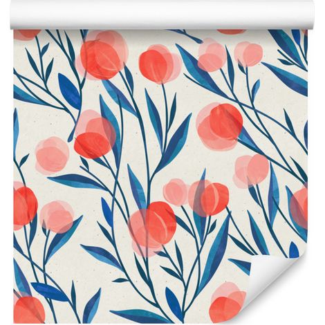 Papel pintado retro de flores y hojas coloridas para salón y dormitorio, 50x1000 cm (1/5)
