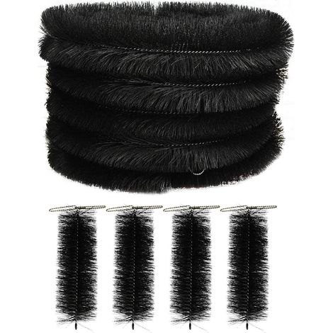 Set of 5 Black Gutter Brush Leaf Guard (4m) with Set of 4 Drain Guard Plugs (1/5)