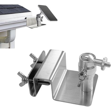Support de gouttière en acier inoxydable pour , panneau solaire Arlo, support de montage réglable pour obtenir le soleil, installation sans perceuse pour caméra à vis 1/4, couleur argentée.2pcs (1/5)