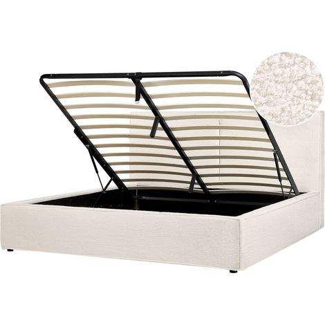 Ottoman Bed Boucle MOISSAC 180 x 200 cm (EU Super King) Off-White