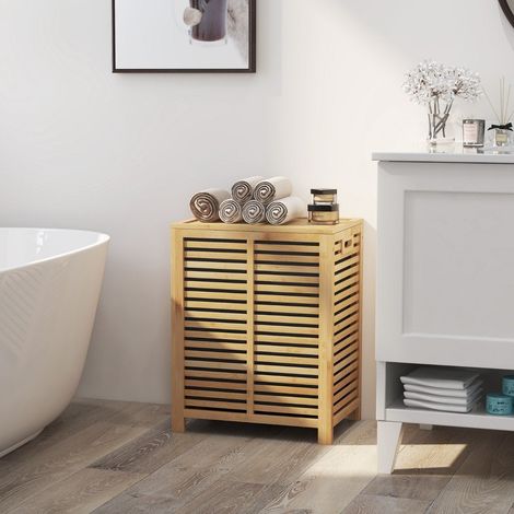 Cesto per la biancheria da 80 litri con coperchio e sacco per la biancheria lavabile e rimovibile cesto per la biancheria in bambu 88304534 88304534 88304534 88304534 88304534 88304534 88304534 883045 (1/5)