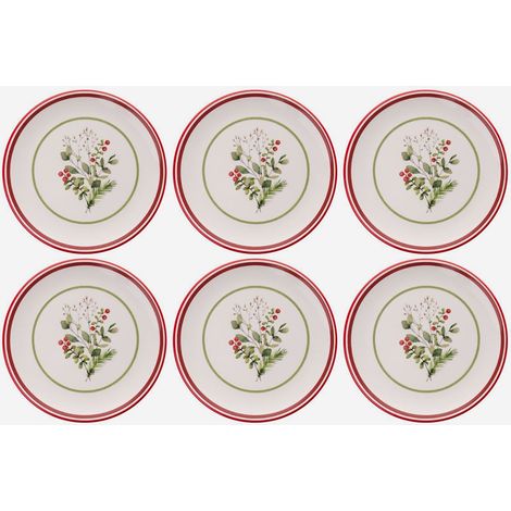 Set 6 piatti dessert in gres porcellanato Xmas Leaf (1/3)