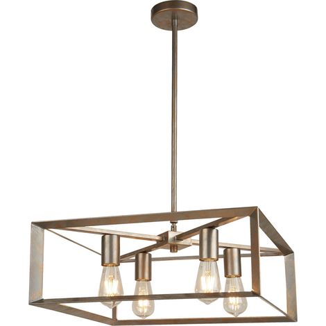 HEATON 4L Suspension métal Argent brossé, finition dore E27 max 4x60w (1/5)