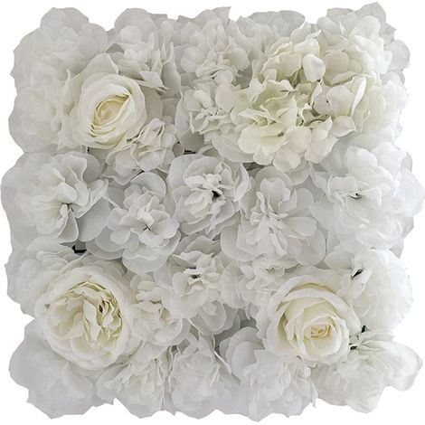 Mur Floral Artificiel - Panneau Décoratif 3D en Roses - Pour Mariage Anniversaire Fête - 35 x 35 cm - 1 Pièce (1/5)
