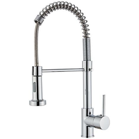 QORVA-Mitigeur de cuisine, robinet multifonction eau chaude et froide tout en laiton, robinet de cuisine à ressort (1/4)