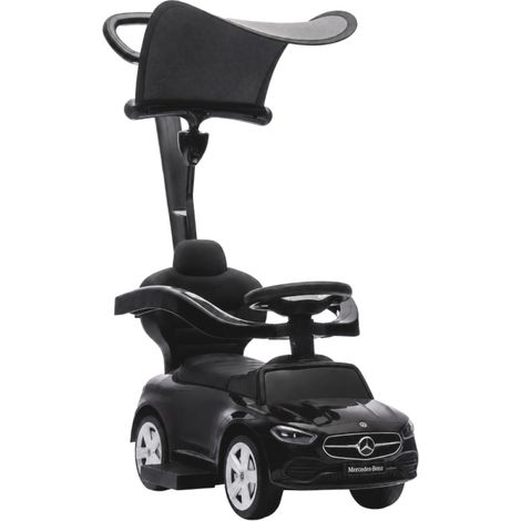 Porteur Bébé 3 en 1 Évolutif avec Canne Parentale, Licence Mercedes-Benz, Toit Pare-Soleil et Sons, Balade et Maison Noir (1/5)