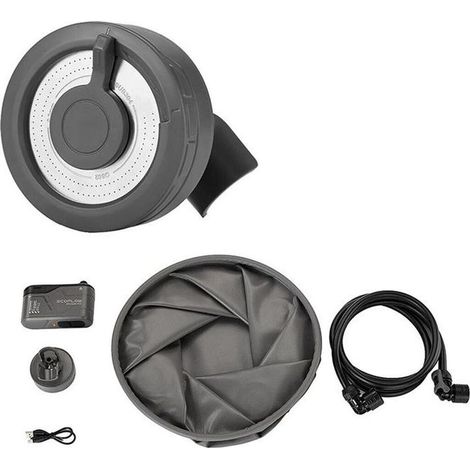 EcoFlow EFA-SHOWERKIT Kit Doccia Portatile con Pompa e Secchio Pieghevole Compatibile con EcoFlow WAVE Alimentazione USB-C colore Nero