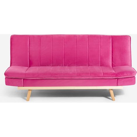 Schlafsofa 2-Sitzer mit verstellbarer Rückenlehne aus Samtstoff Skata - Pink