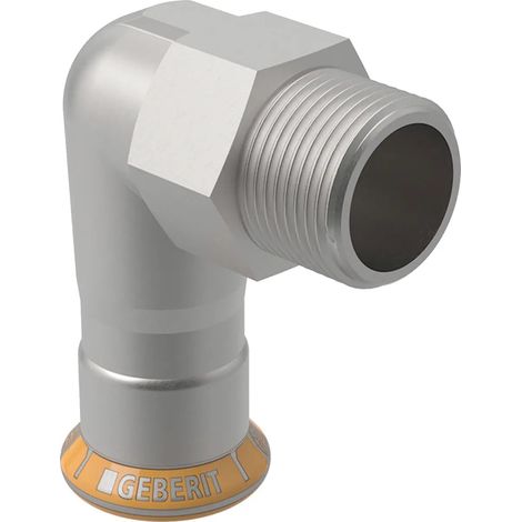 Geberit Mapress Therm coude de transition 90° avec filetage mâle : d=22mm, R=3/4″, 43835
