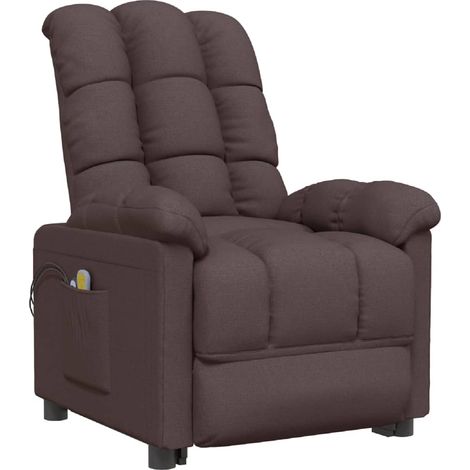 Fauteuil électrique de massage Marron foncé Tissu vidaXL