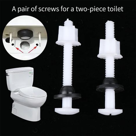 (1 set) Kit de réparation de charnières de siège de toilette en plastique (2 pièces) comprenant boulons, vis et rondelles. Accessoires de réparation pour salle de bain. (1/5)