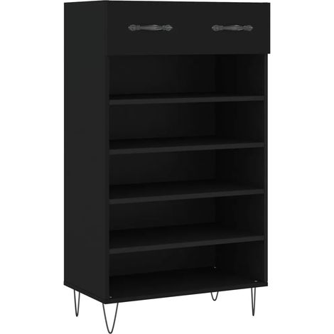 Armario para zapatos negro moderno con cajón 60 x 35 x 105 cm de madera contrachapada negro 020048720 (1/5)