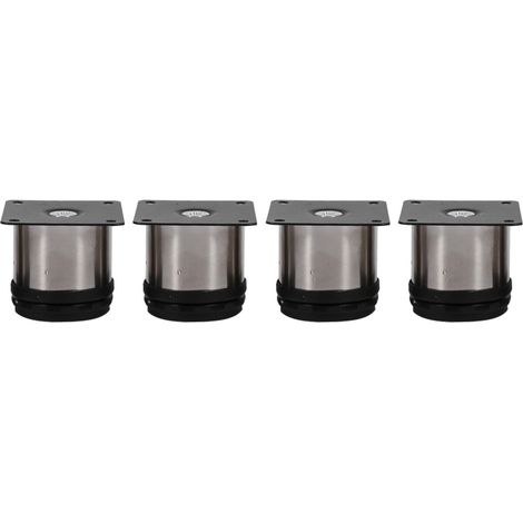 4 Pieds réglables en acier inoxydable pour meuble, supports ronds 60x60mm, ajustables en hauteur (1/5)