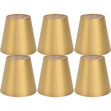 Enowelir 6 pièces E14 abat-jour tissu abat-jour lampe de Table plafonnier abat-jour pour chambre salon or PX153 (1/4)