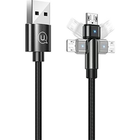 Câble microUSB pivotant USAMS 1 m noir (1/5)