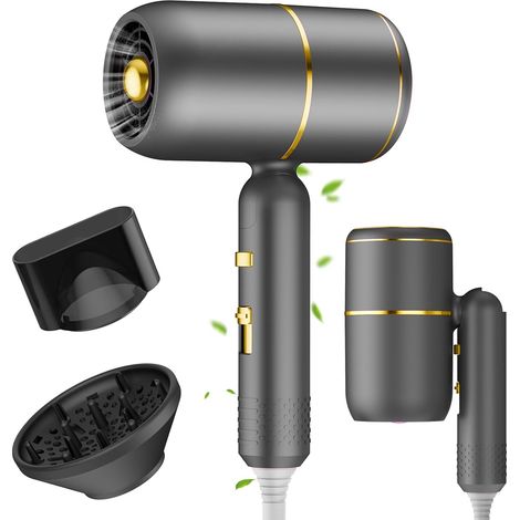 faltbarer Haartrockner, 2400 W Ionen-Technologie, 3 Heizstufen, 2 Gebläsestufen, Kaltlufttaste, Konzentrator-Diffusor, für Reisen/Zuhause (1/5)