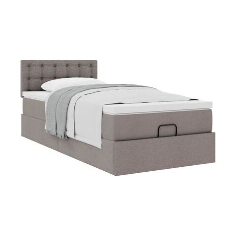 Lit coffre, matelas taupe, 100 × 200 cm, tissu, espace de rangement généreux, tissu doux et respirant, idéal chambre à coucher, style moderne, montage simple (1/5)