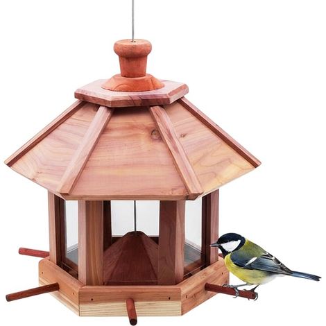 Mangeoire bois oiseaux 27 x 26 cm (1/4)