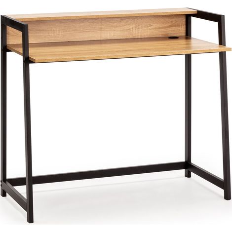 Escritorio de Ordenador Naia 1 Estante, Color Roble/Negro, 105 cm