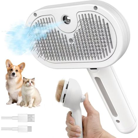 Brosse à vapeur pour chiens et chats pour la perte de poils, Brosse de pulvérisation pour le toilettage des animaux de compagnie (1/5)