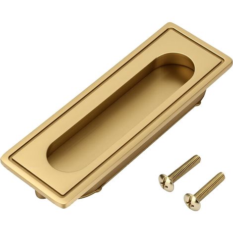 Poignée encastrée, quincaillerie d'armoire en laiton, poignée encastrée à doigt plat invisible avec 2 vis pour tiroir de porte coulissante et armoire,Autres Attaches