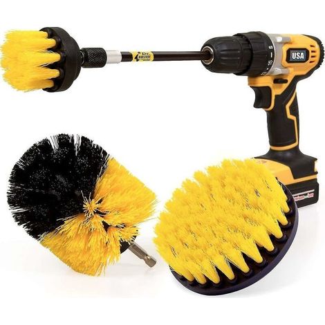 Lot de 4 brosses de nettoyage pour perceuse électrique, ensemble de fixation longue et longue, kit de brosses à récurer tout usage pour coulis, sol, baignoire, douche, carrelage (1/5)