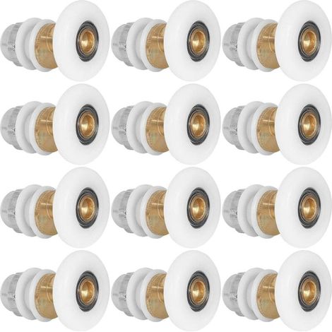 Lot de 12 Roulettes Porte de Douche, Roulette Porte Coulissante Douche en Laiton 23mm - Épaisseur: 6mm